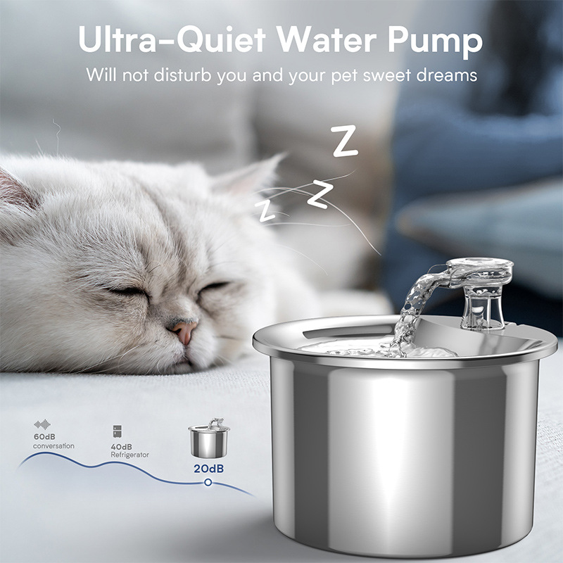 Stainless steel cat drinking fountain circulating pet drinking fountain 304 pure stainless steel cat and dog drinking water bowl