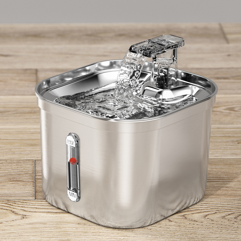 Pet water dispenser square all stainless steel automatic circulation filter intelligent induction water cat water dispenser