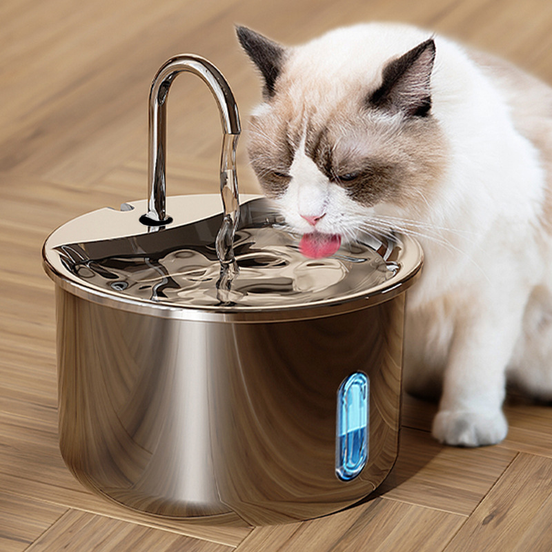 Cat drinking fountain full stainless steel faucet circulating water automatic drinking fountain dog drinking water smart